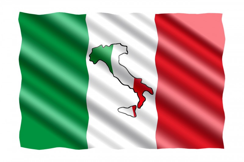 Italian flag with a map of Italy