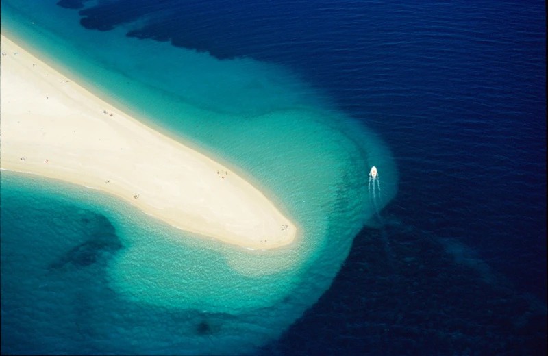Aerial view of Zlatni Rat beach in Croatia