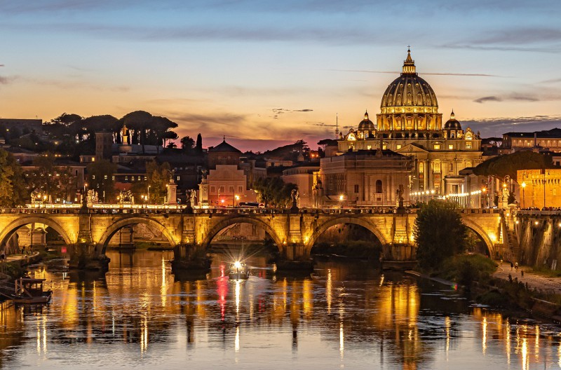 Castel Sant'Angelo in Rome during the evening