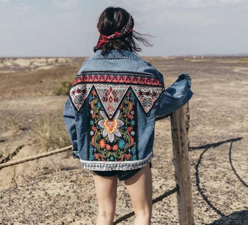 A woman wearing folk-inspired jacket