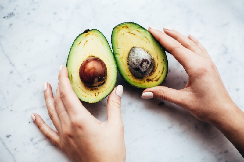 Sliced open avocado