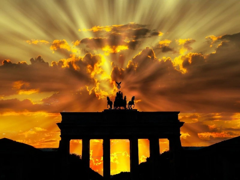 Brandenburg Gate during sunset, Berlin, Germany