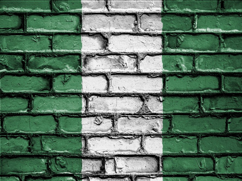 Nigerian flag drawn on a brick wall