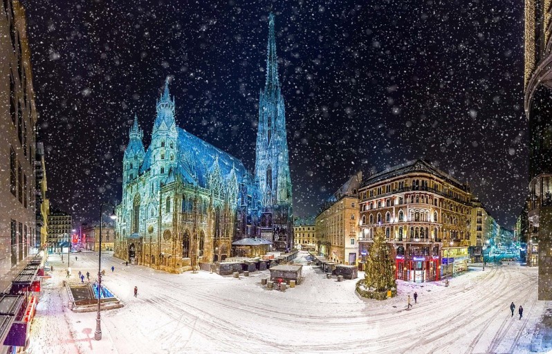 St. Stephan Cathedral during the winter in Vienna, Austria