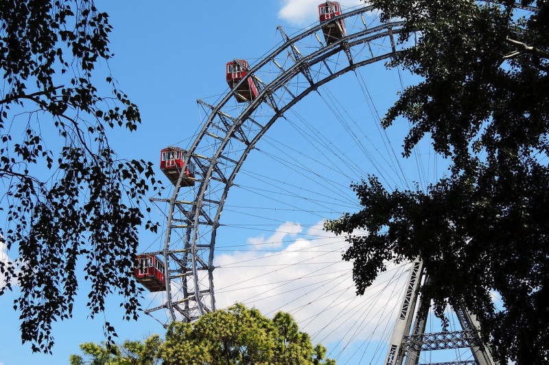 Wienere Riesenrad Ferris Wheel in Prater park in Vienna, Austria