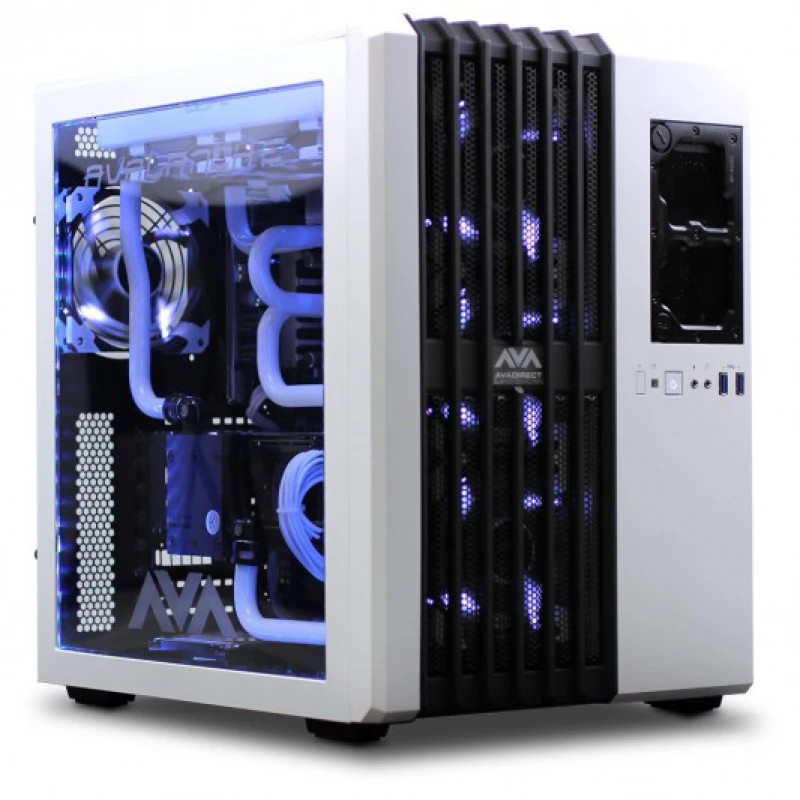 Modern gaming PC case with water cooling 