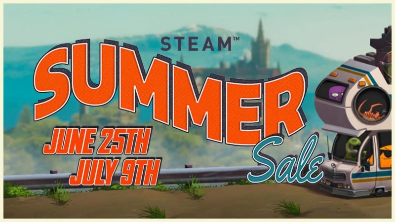 Steam Summer Sale logo beginning at June 25th and ending on July 9th.