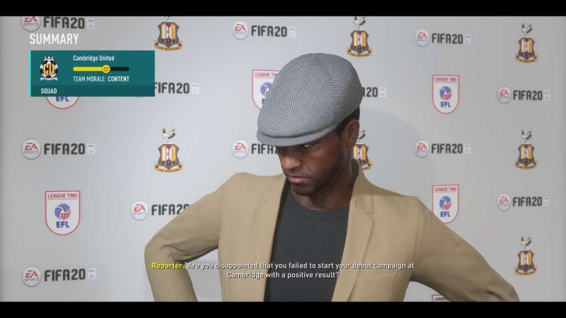 Career mode post-game interview in FIFA 20