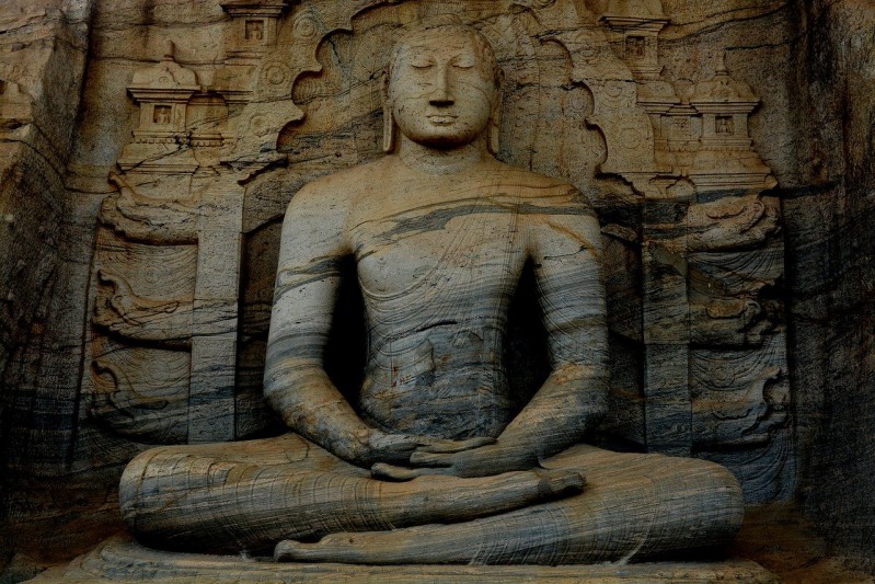 Stone Buddha at Gal Vihara Stone Temple in Sri Lanka