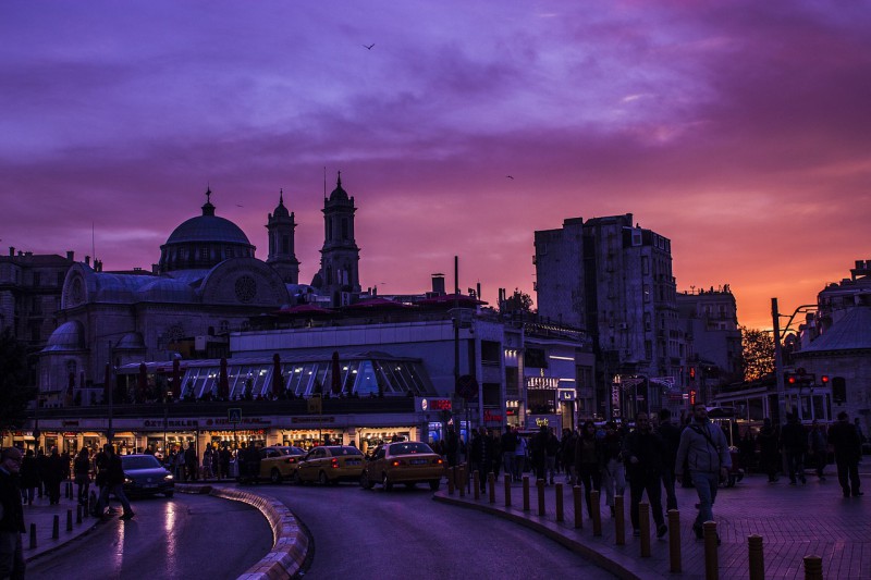 Taksim square in the evening in Istanbul, Turkey