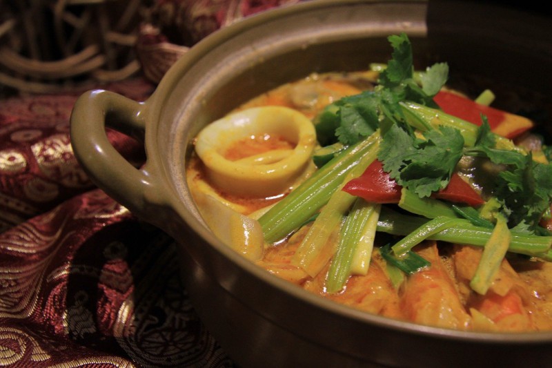 Thai curry served
