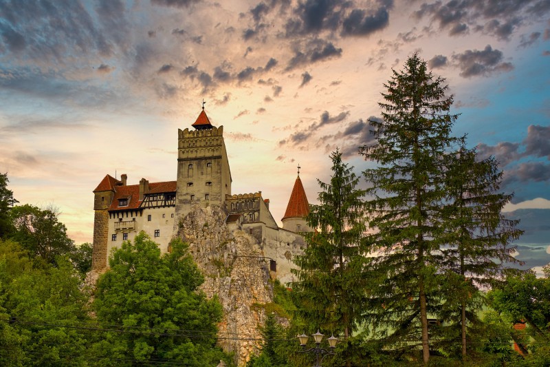 An outside look at the Bran Castle in Romania.