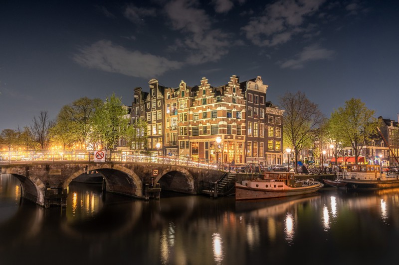 Chanel in Amsterdam during the night