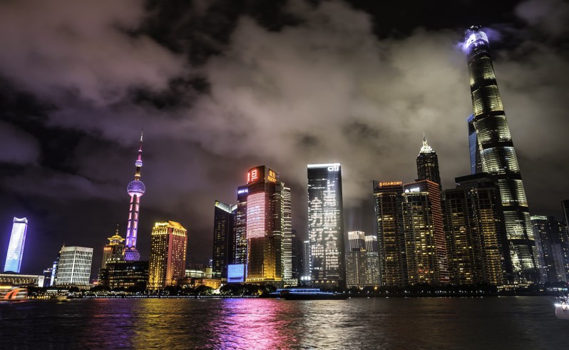 Shanghai skycrapers at night