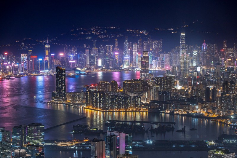 Skyscrapers at Hong Kong harbor