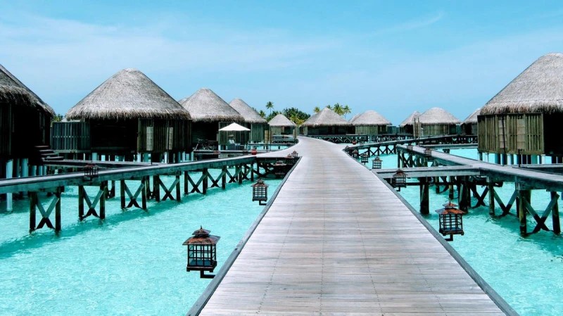 Beach bungalows at Maldives