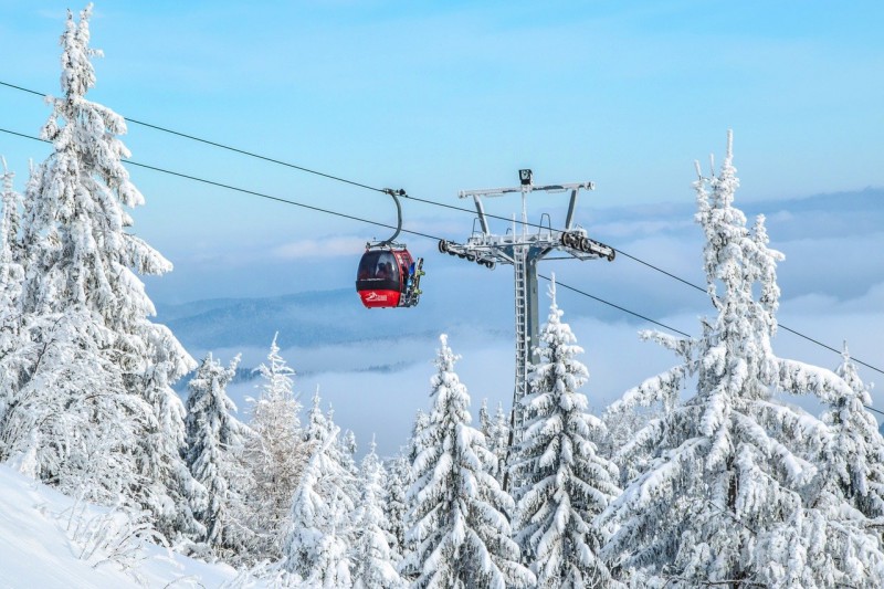 Ski gondola in winter