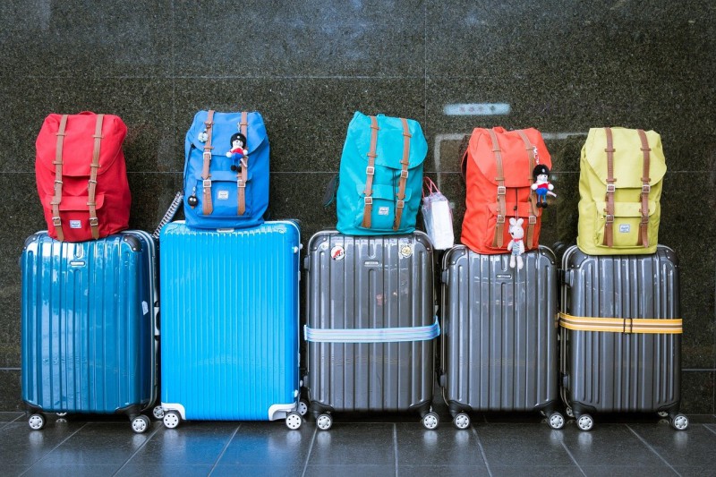 Suitcases and backpacks