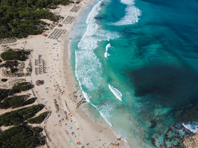 Aerial view of a beach at Mallorca island, Spain