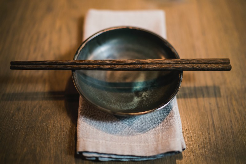 Chopsticks on the bowl