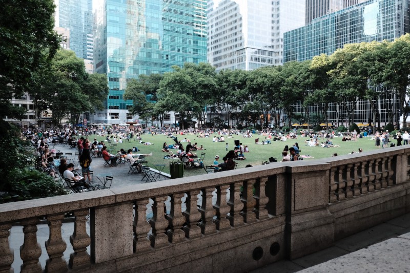 Crowded Bryant Park in New York City