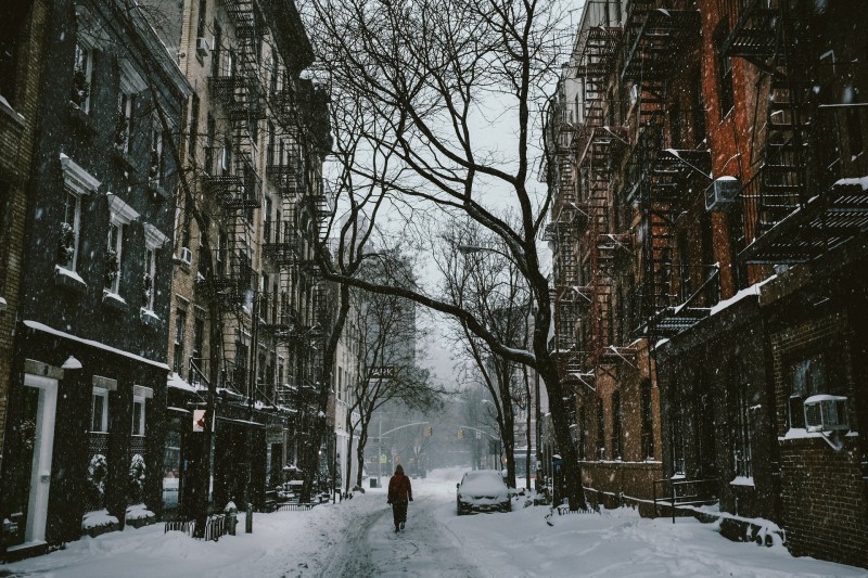 West Village in New York City, covered in snow